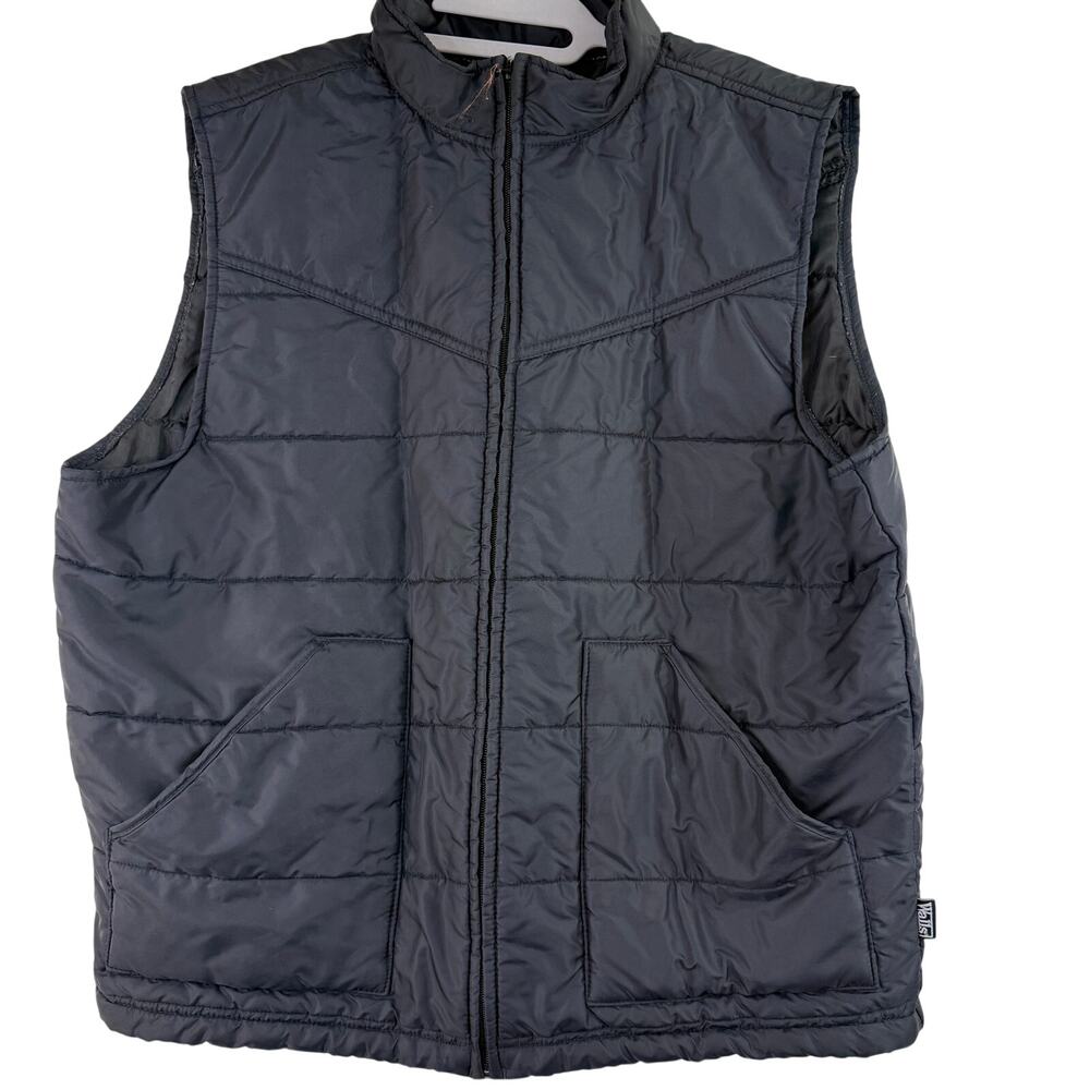 Walls Men's Black Nylon Puffer Jacket Vest Size Large